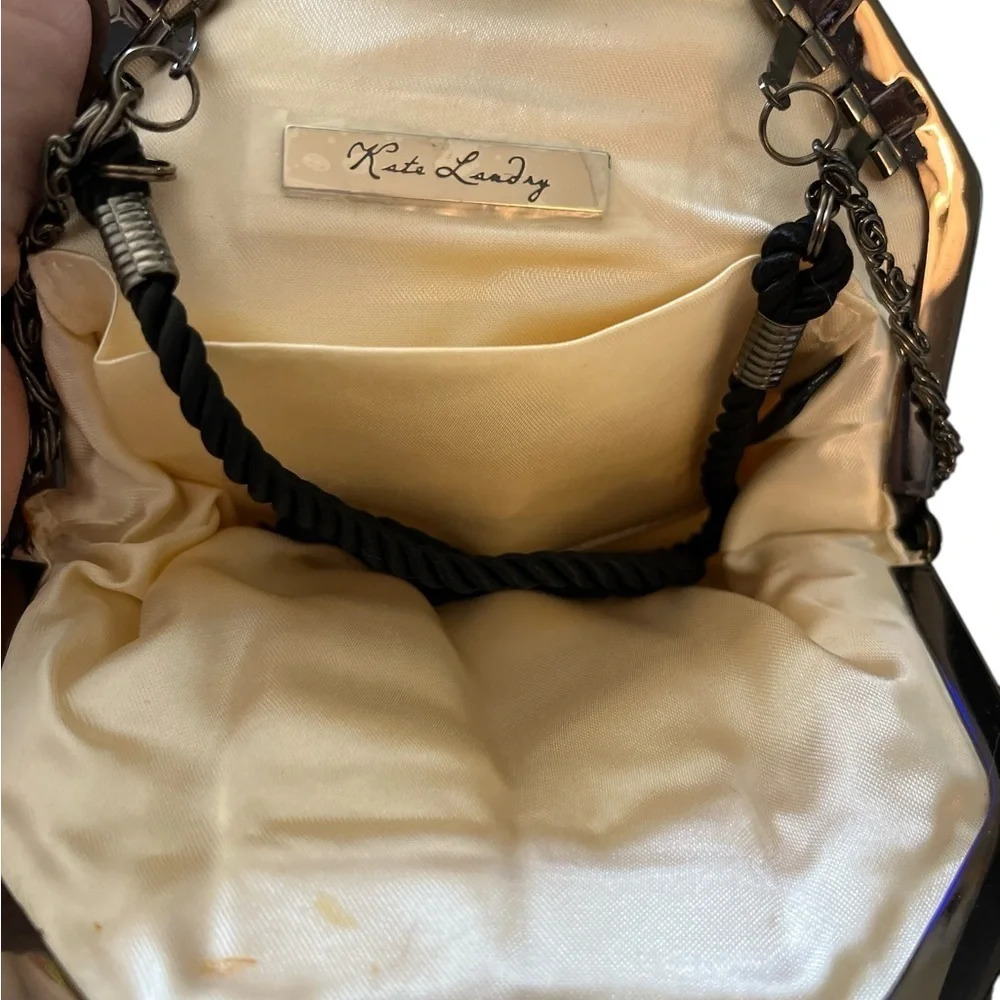 Kate Landry Black and White Floral Clutch/Shoulder Bag